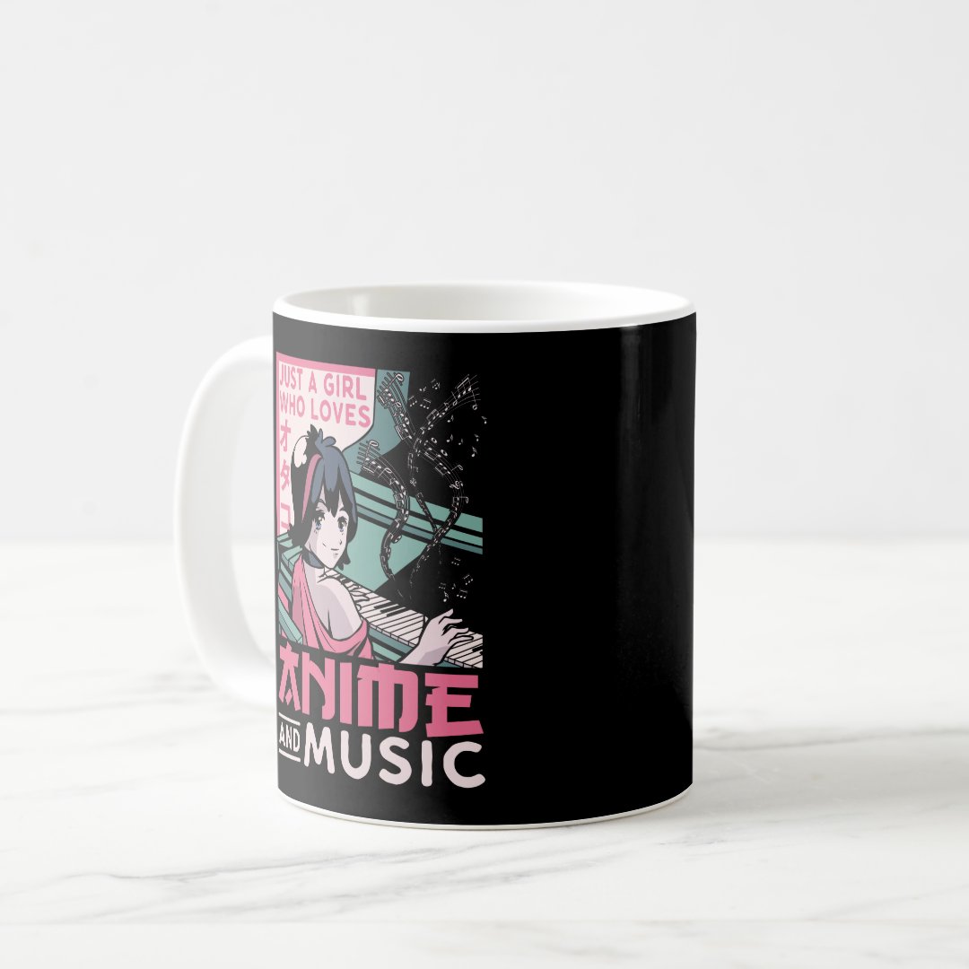 Japanese Anime Music Girl Otaku Piano Musician Coffee Mug Anime Kupa Bardak Modern Anime Baskılı Kupa