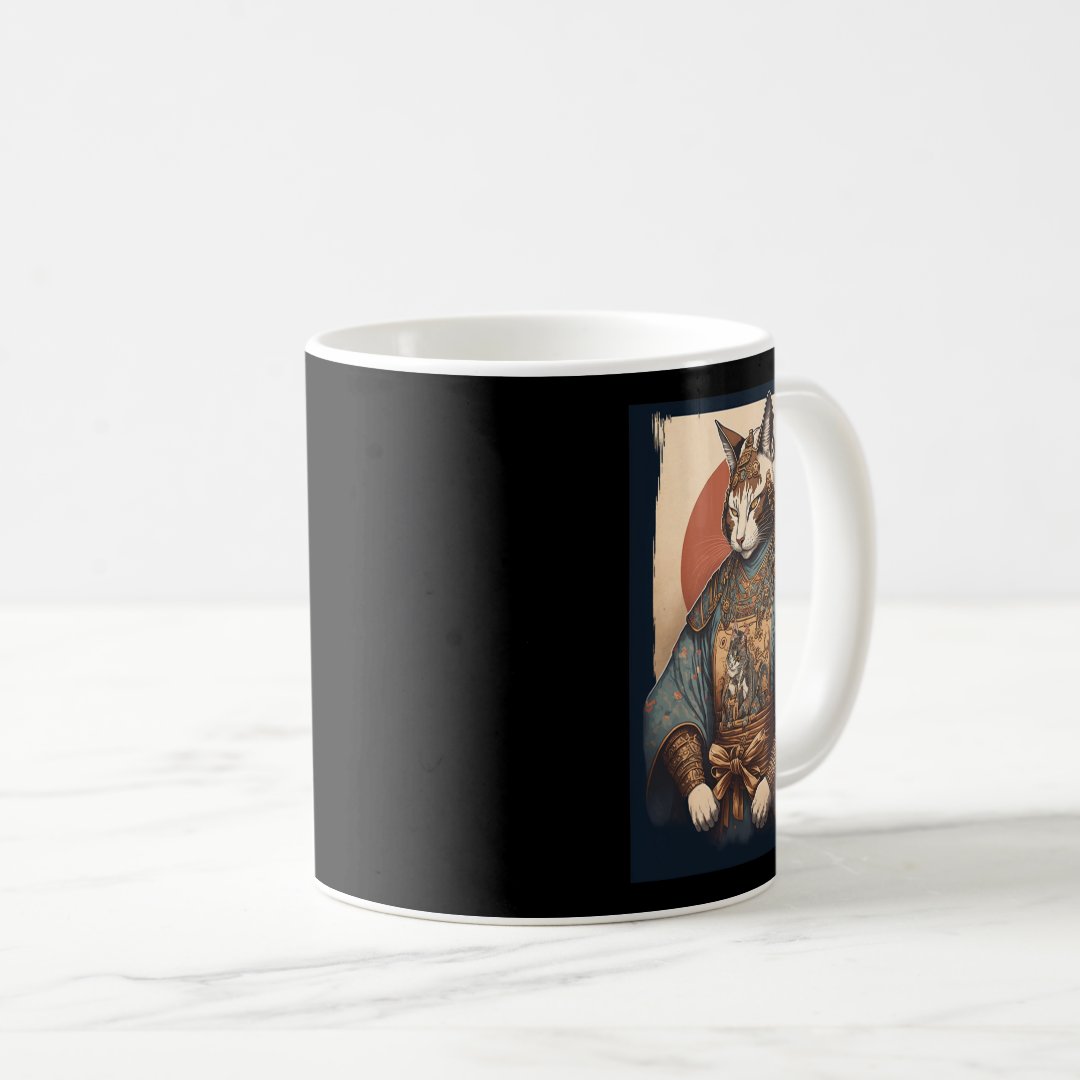 Japanese Art Cat Ninja Ukiyo-e Anime Style Samurai Coffee Mug Anime Kupa Bardak Modern Anime Baskılı Kupa
