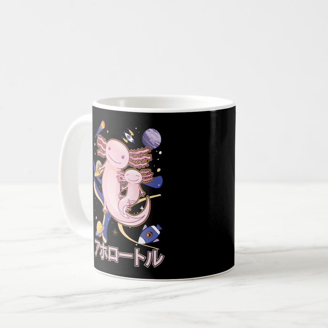 Japanese Cute Axolotl Family Galaxy Anime Coffee Mug Anime Kupa Bardak Modern Anime Baskılı Kupa