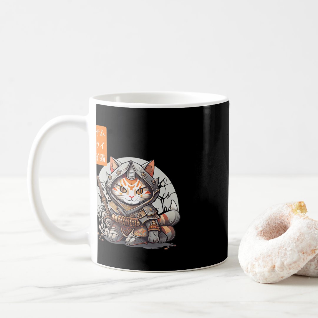 Japanese Samurai Warrior Kawaii Cat Anime Lover  Coffee Mug Anime Kupa Bardak Modern Anime Baskılı Kupa