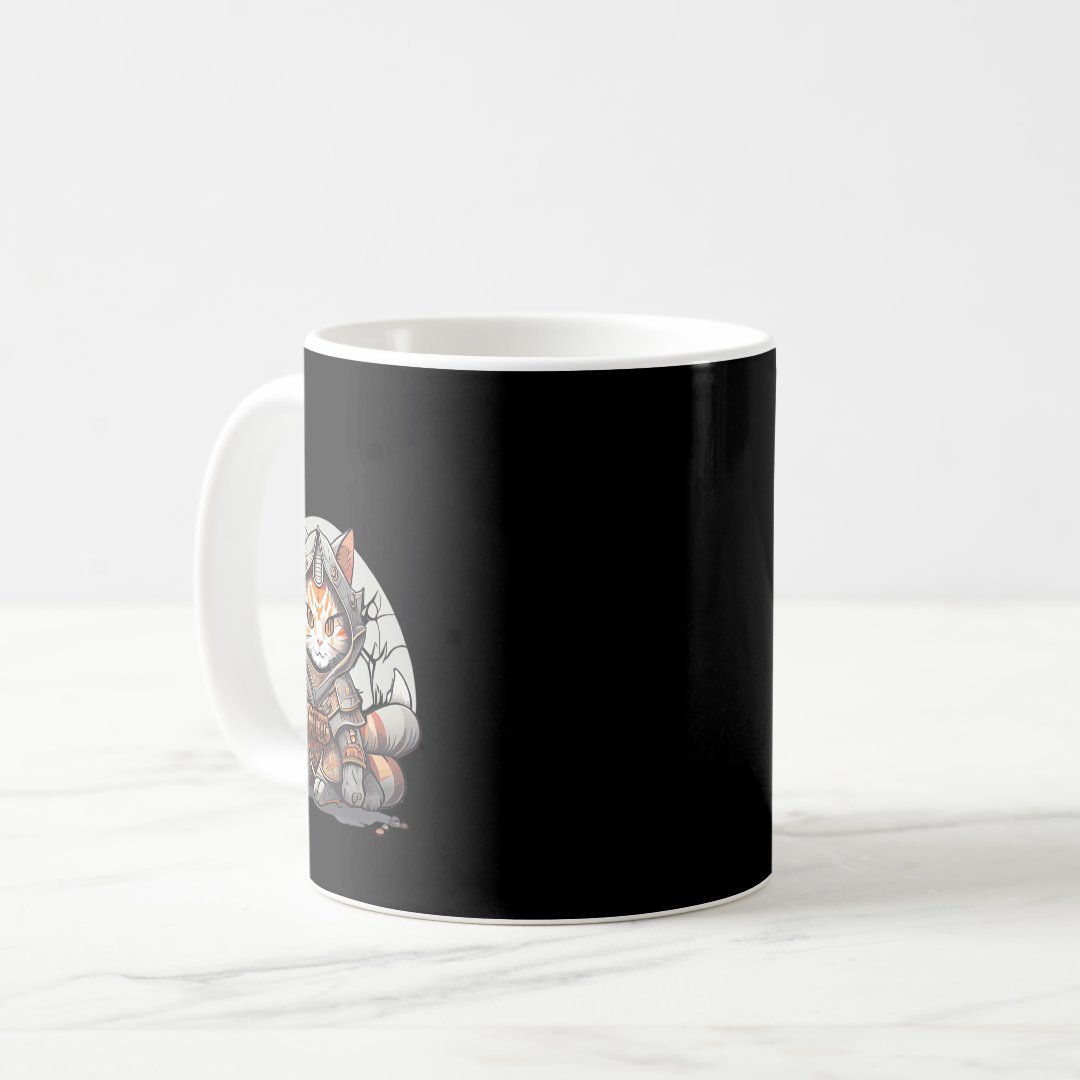 Japanese Samurai Warrior Kawaii Cat Anime Lover  Coffee Mug Anime Kupa Bardak Modern Anime Baskılı Kupa