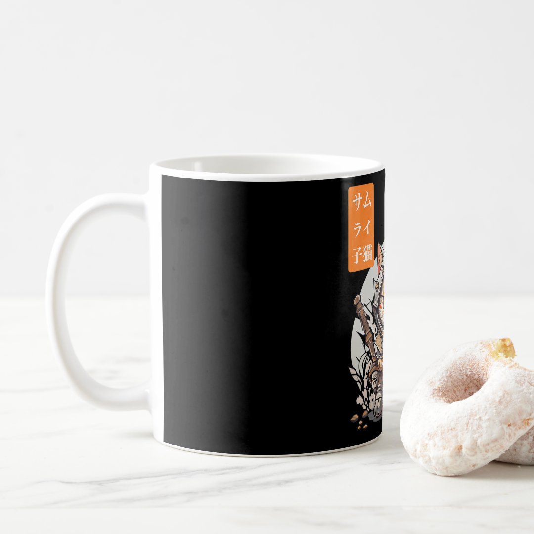 Japanese Samurai Warrior Kawaii Cat Anime Lover  Coffee Mug Anime Kupa Bardak Modern Anime Baskılı Kupa