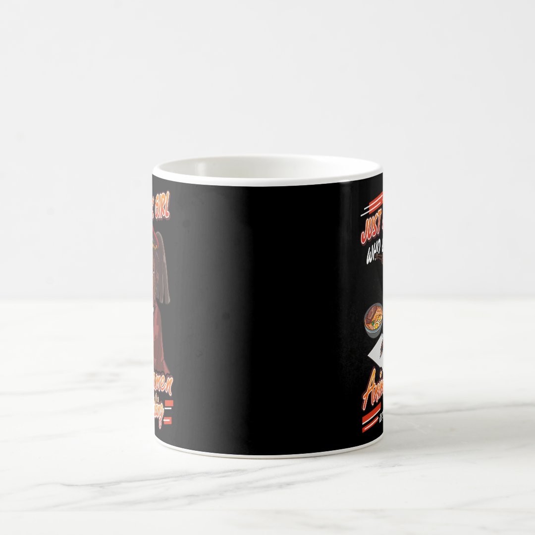 Just A Black Who Loves Anime Ramen And Sketching Coffee Mug Anime Kupa Bardak Modern Anime Baskılı Kupa