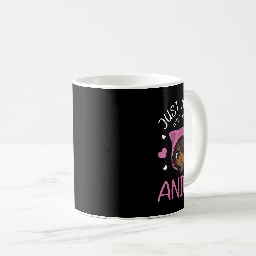 Just a girl who loves Anime African American Girls Coffee Mug Anime Kupa Bardak Modern Anime Baskılı Kupa