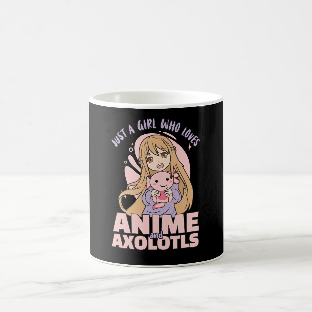 Just A Girl Who Loves Anime And Axolotls - Kawaii Coffee Mug Anime Kupa Bardak Modern Anime Baskılı Kupa