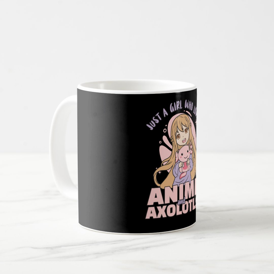 Just A Girl Who Loves Anime And Axolotls - Kawaii Coffee Mug Anime Kupa Bardak Modern Anime Baskılı Kupa