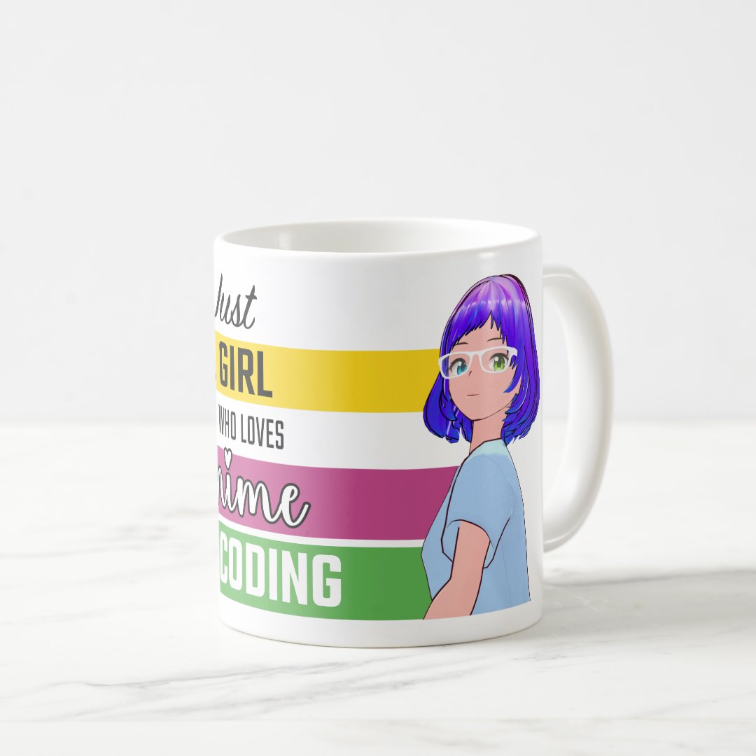 Just a Girl who loves Anime and Coding Mug Anime Kupa Bardak Modern Anime Baskılı Kupa