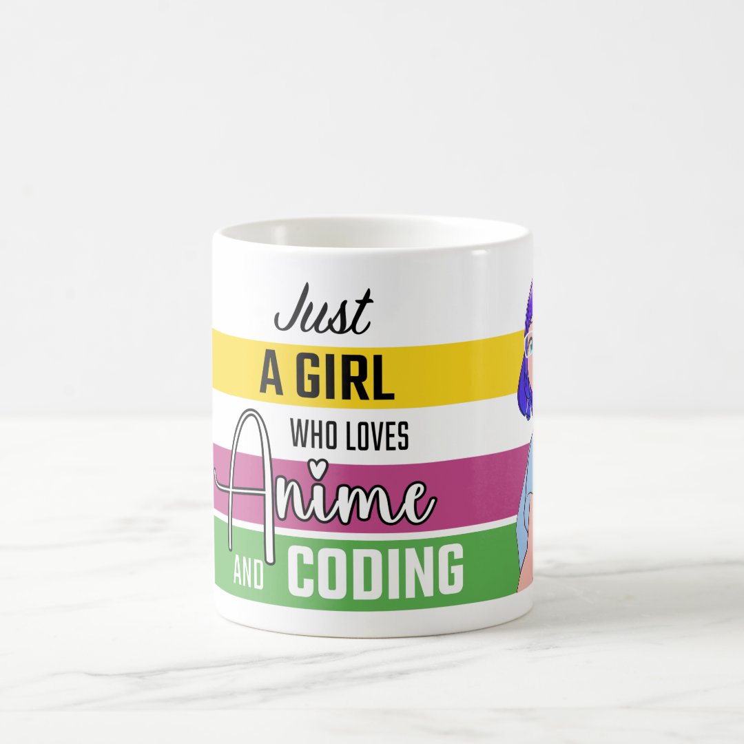 Just a Girl who loves Anime and Coding Mug Anime Kupa Bardak Modern Anime Baskılı Kupa