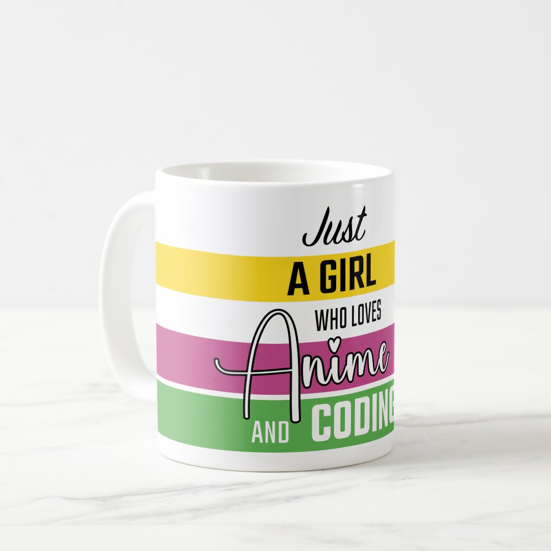 Just a Girl who loves Anime and Coding Mug Anime Kupa Bardak Modern Anime Baskılı Kupa