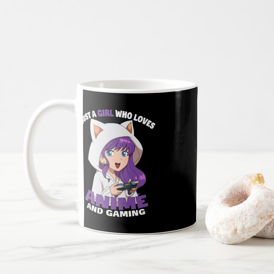 Just A Girl Who Loves Anime And Gaming Anime Girl  Coffee Mug Anime Kupa Bardak Modern Anime Baskılı Kupa