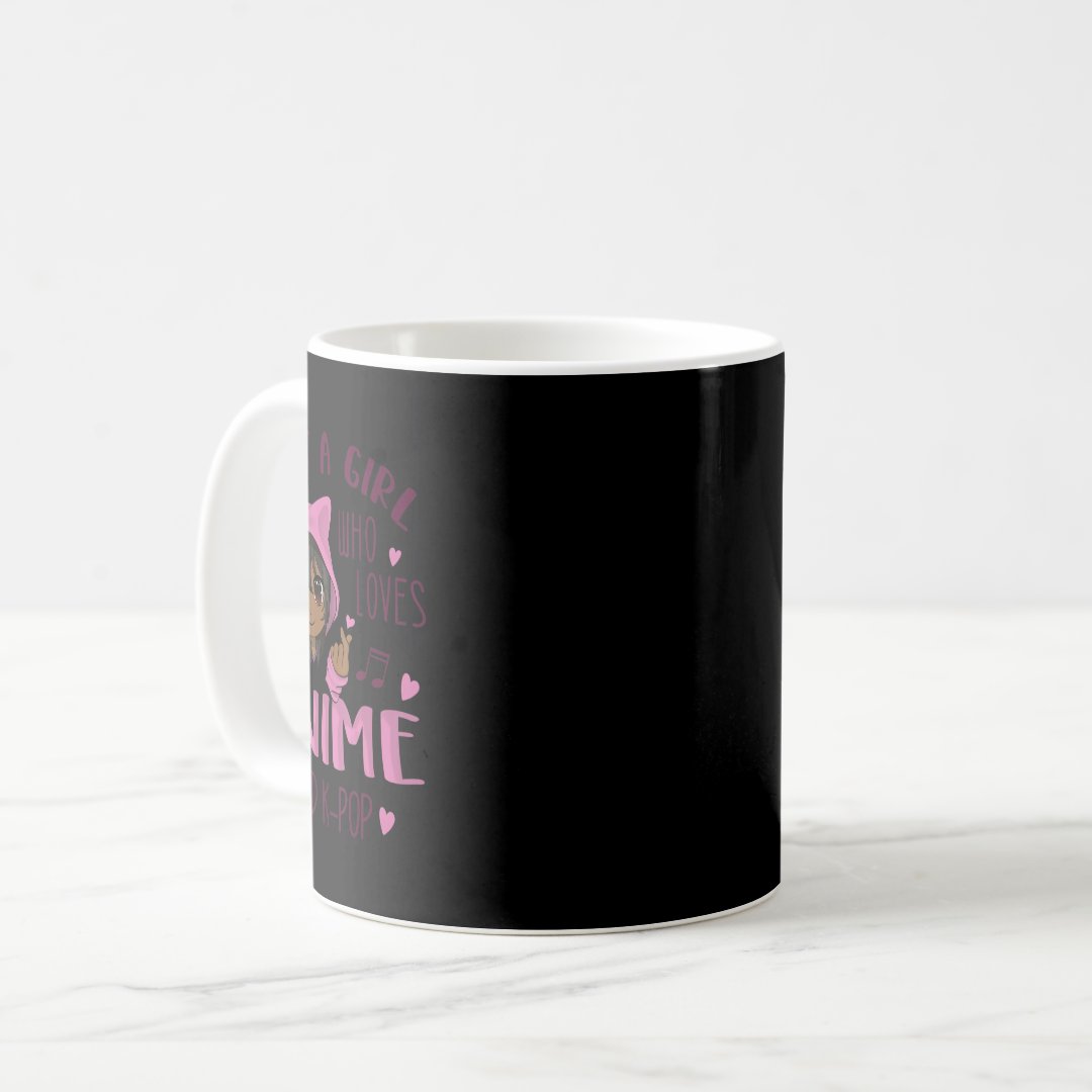 Just a girl who loves Anime and K-Pop Coffee Mug Anime Kupa Bardak Modern Anime Baskılı Kupa