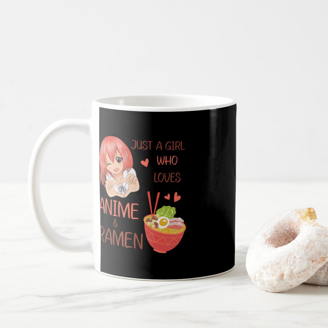 Just a girl who loves Anime and Ramen Japan Anime  Coffee Mug Anime Kupa Bardak Modern Anime Baskılı Kupa
