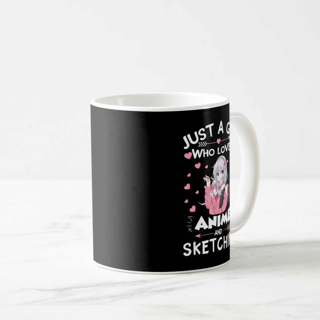 Just A Girl Who Loves Anime and Sketching Gifts Dr Coffee Mug Anime Kupa Bardak Modern Anime Baskılı Kupa