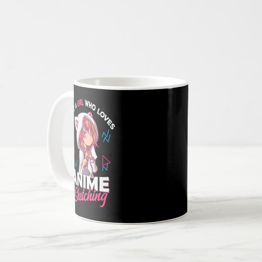 Just A Girl Who Loves Anime and Sketching Otaku An Coffee Mug Anime Kupa Bardak Modern Anime Baskılı Kupa