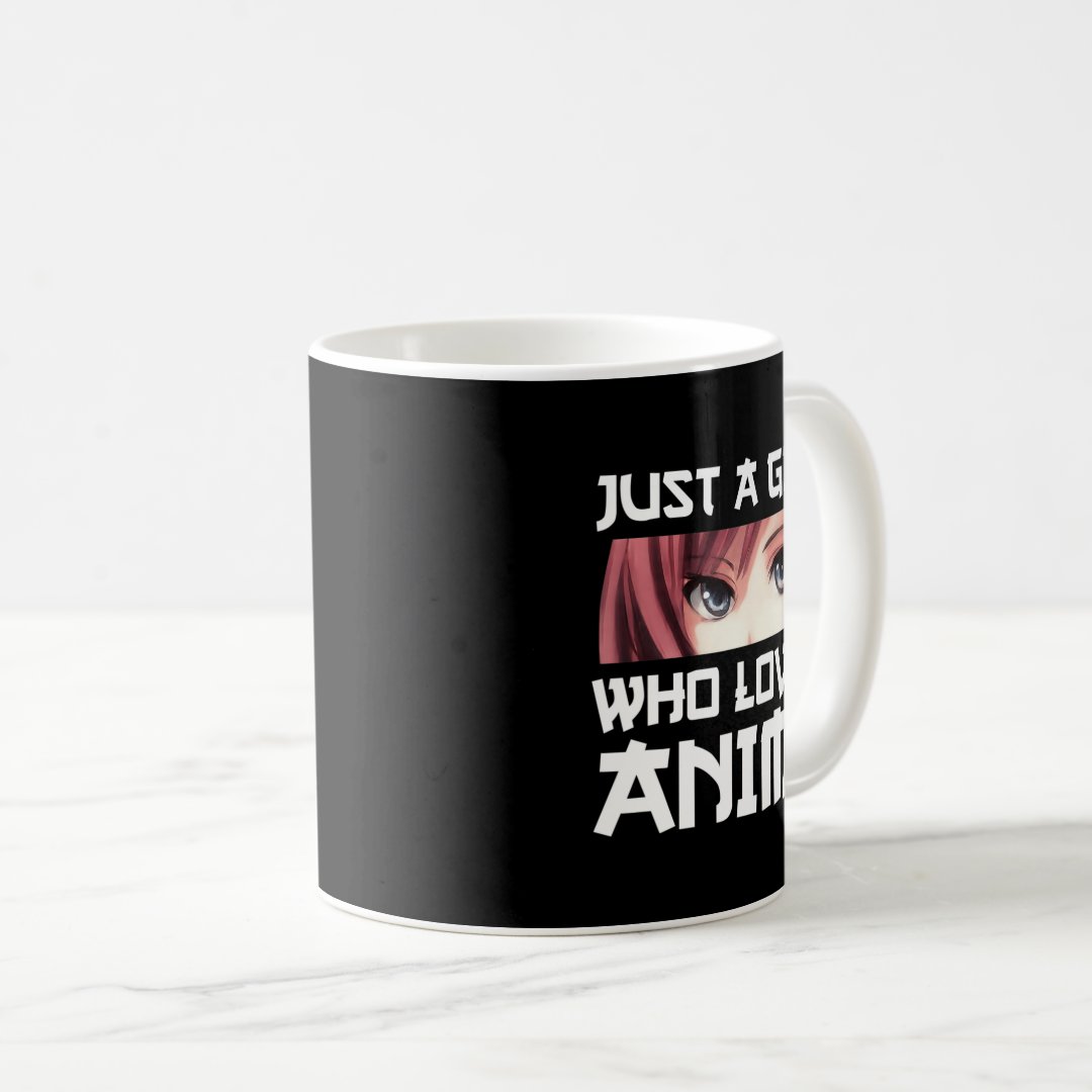 Just A Girl Who Loves Anime  Coffee Mug Anime Kupa Bardak Modern Anime Baskılı Kupa