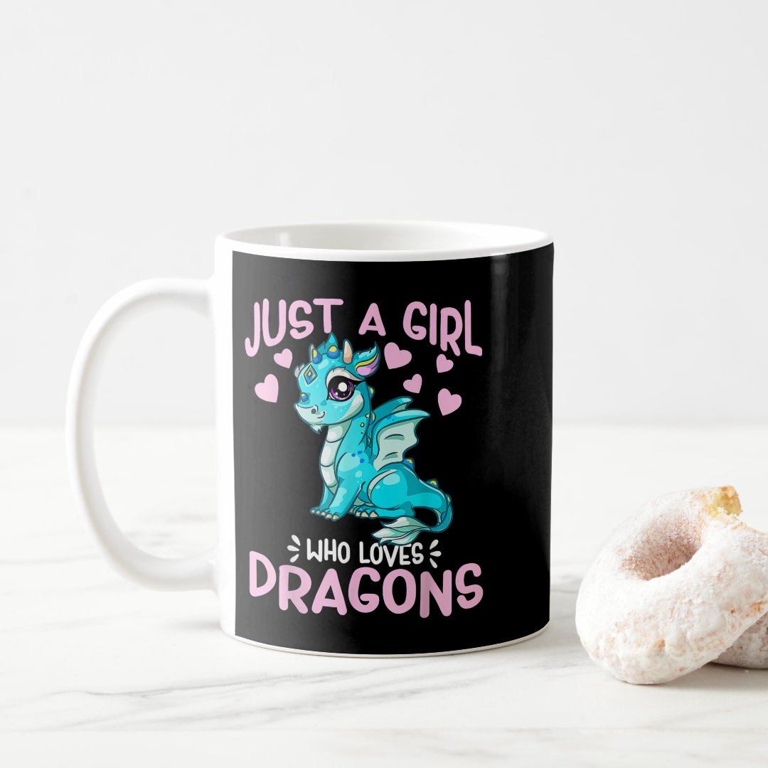 Just A Girl Who Loves Dragons Cute Anime Kawaii Dr Coffee Mug Anime Kupa Bardak Modern Anime Baskılı Kupa