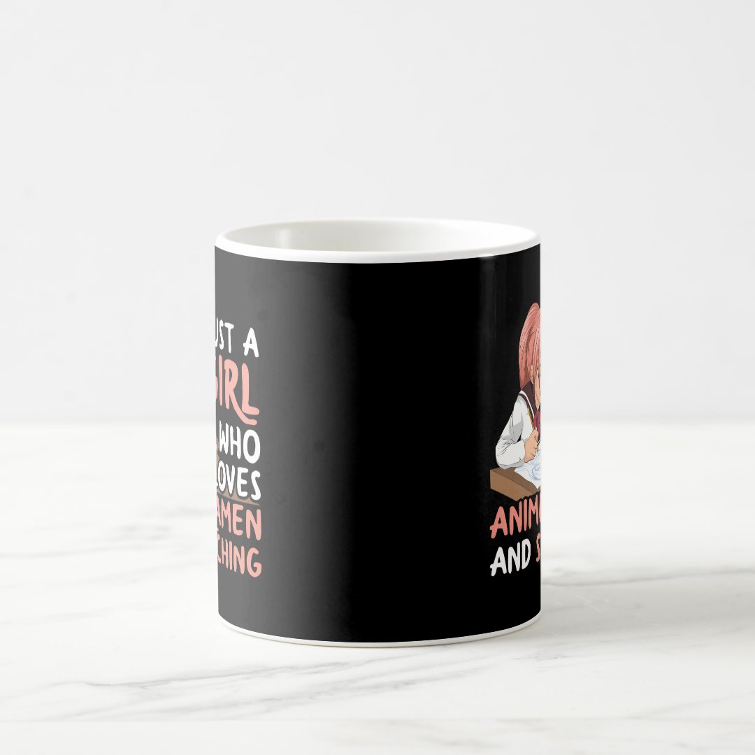 Just A Who Loves Anime Ramen And Sketching Japan A Coffee Mug Anime Kupa Bardak Modern Anime Baskılı Kupa