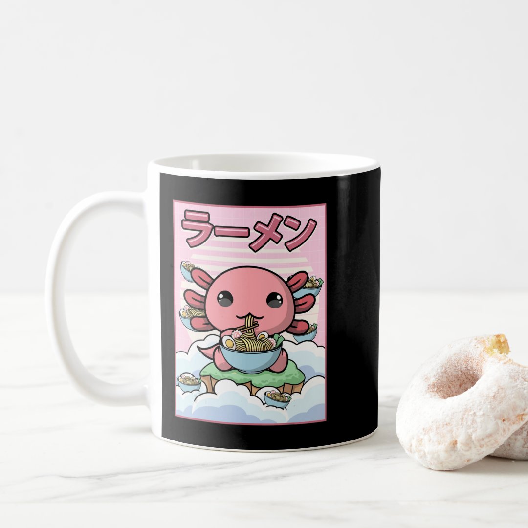Kawaii Anime Axolotl Ramen Noodle Women Men Boys G Coffee Mug Anime Kupa Bardak Modern Anime Baskılı Kupa
