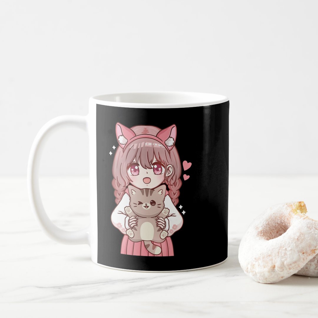 Kawaii Anime Kawaii Cat Lover Otaku  Coffee Mug Anime Kupa Bardak Modern Anime Baskılı Kupa