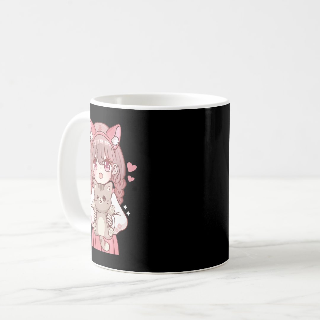 Kawaii Anime Kawaii Cat Lover Otaku  Coffee Mug Anime Kupa Bardak Modern Anime Baskılı Kupa