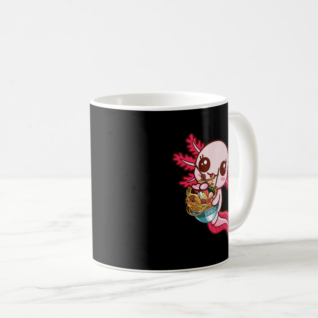 Kawaii Axolotl Eat Ramen Japanese Anime Noodles Ki Coffee Mug Anime Kupa Bardak Modern Anime Baskılı Kupa