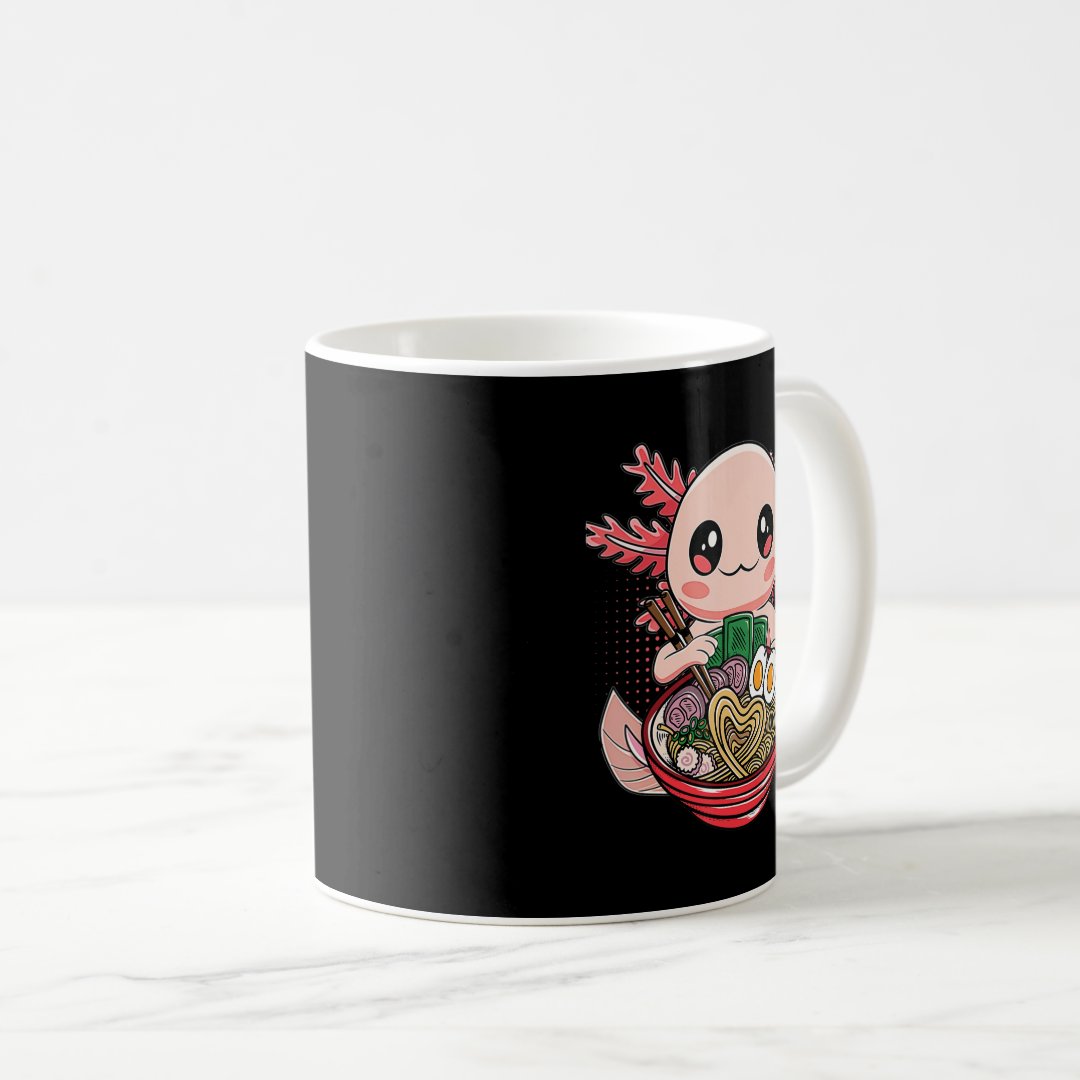 Kawaii Axolotl Eating Ramen Noodles Anime Gift Gir Coffee Mug Anime Kupa Bardak Modern Anime Baskılı Kupa