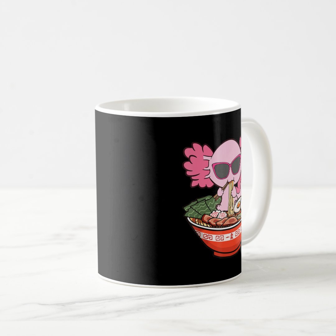 Kawaii Axolotl Eating Ramen Noodles Anime Girls Te Coffee Mug Anime Kupa Bardak Modern Anime Baskılı Kupa