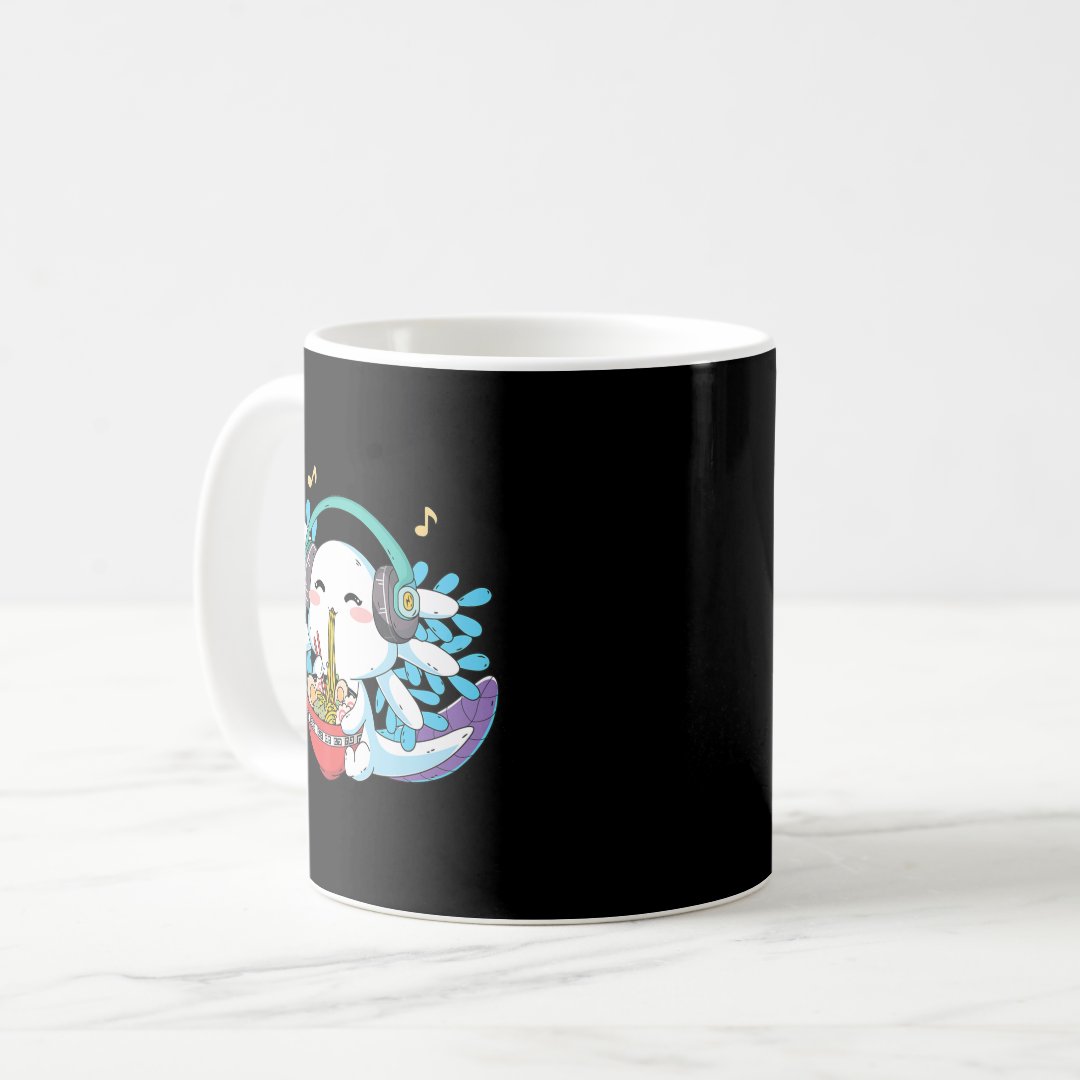 Kawaii Axolotl Eating Ramen Noodles Anime Kids Boy Coffee Mug Anime Kupa Bardak Modern Anime Baskılı Kupa