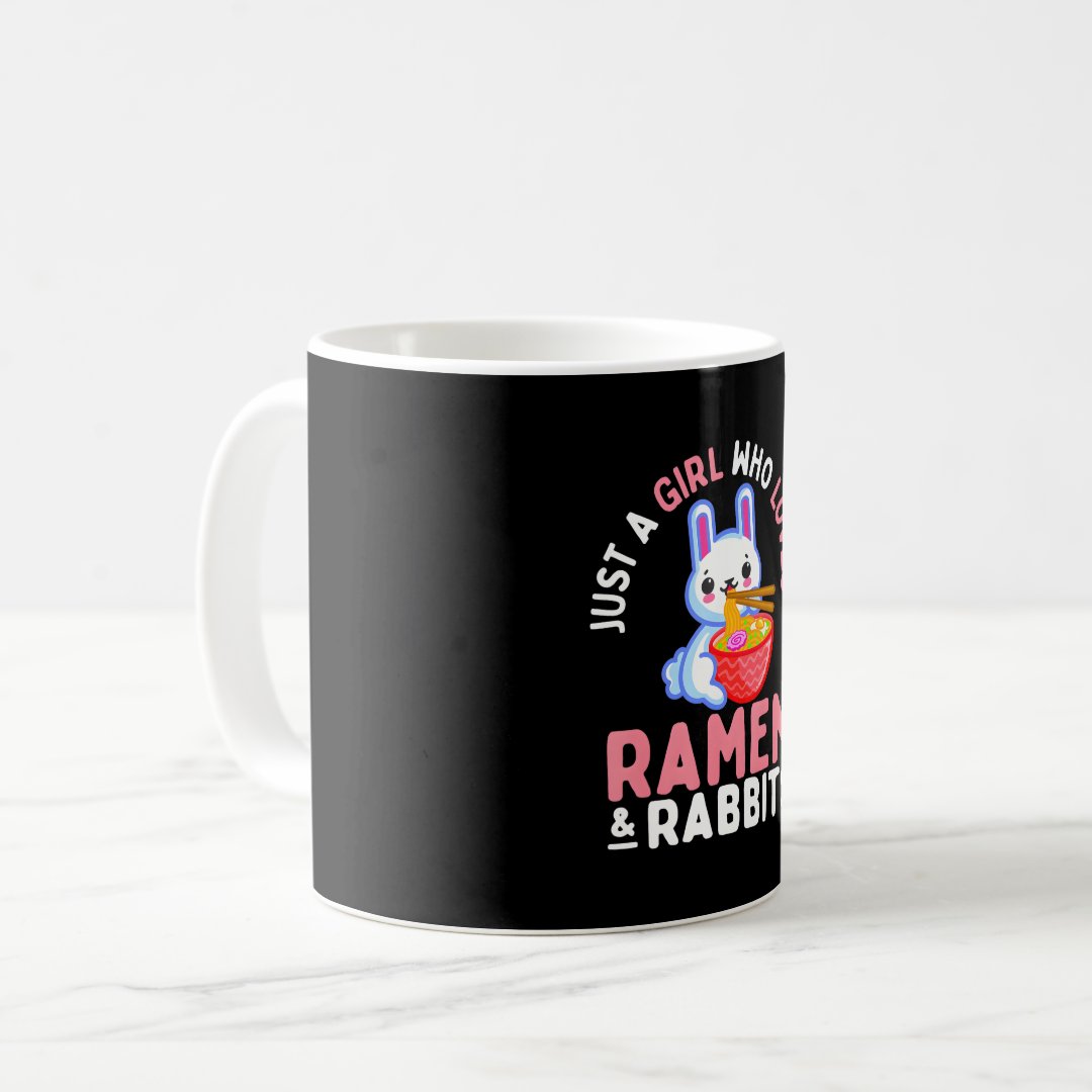 Kawaii Bunny Rabbit Ramen Noodles Japanese Anime Coffee Mug Anime Kupa Bardak Modern Anime Baskılı Kupa