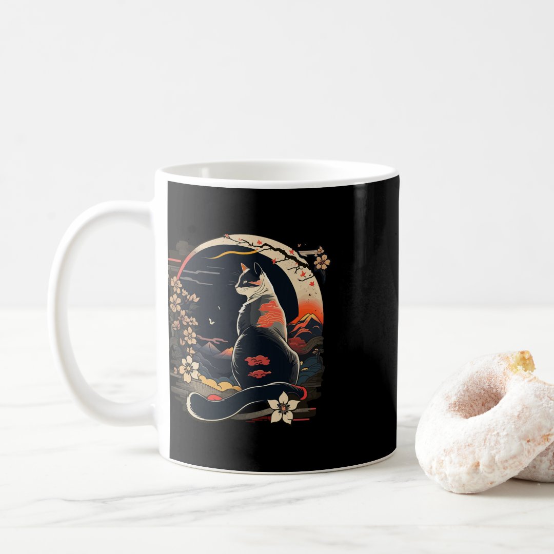 Kawaii Cat Anime Japanese Retro Men Women Kids Fun Coffee Mug Anime Kupa Bardak Modern Anime Baskılı Kupa
