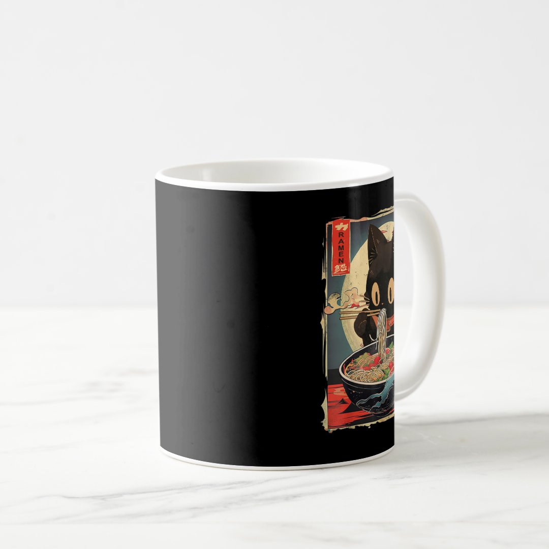 Kawaii Cat Eating Ramen Noodles Anime Gift Girls T Coffee Mug Anime Kupa Bardak Modern Anime Baskılı Kupa