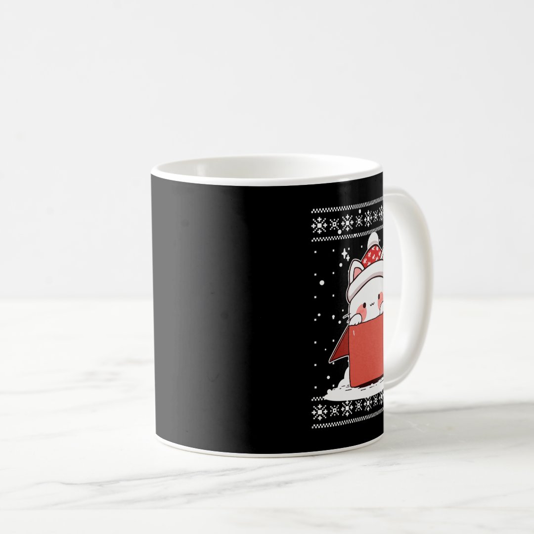 Kawaii Cat In A Box Christmas Cute Anime Teens Kid Coffee Mug Anime Kupa Bardak Modern Anime Baskılı Kupa