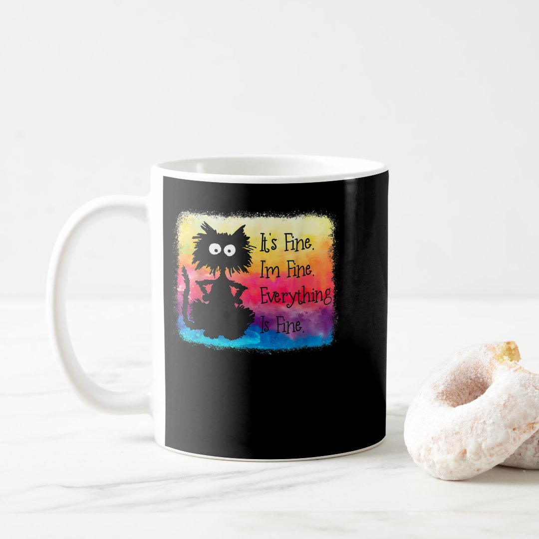 Kawaii cat Japanese black anime cat Cute T-Shirt Coffee Mug Anime Kupa Bardak Modern Anime Baskılı Kupa