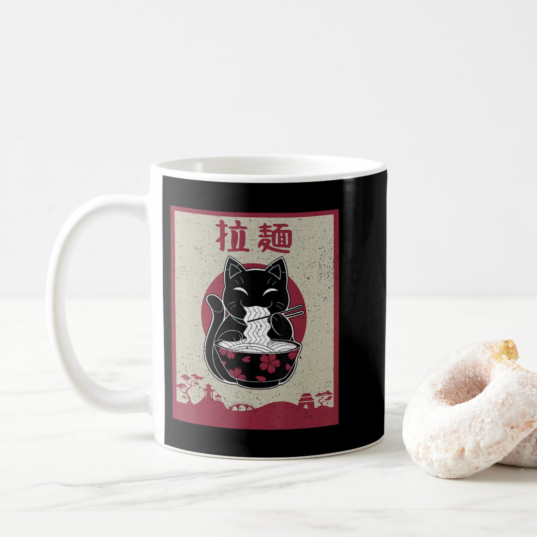Kawaii Cat Japanese Black Anime Gift Girls Officia Coffee Mug Anime Kupa Bardak Modern Anime Baskılı Kupa