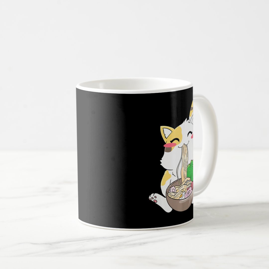Kawaii Cat Ramen Anime Japanese Food Gift Boy Girl Coffee Mug Anime Kupa Bardak Modern Anime Baskılı Kupa