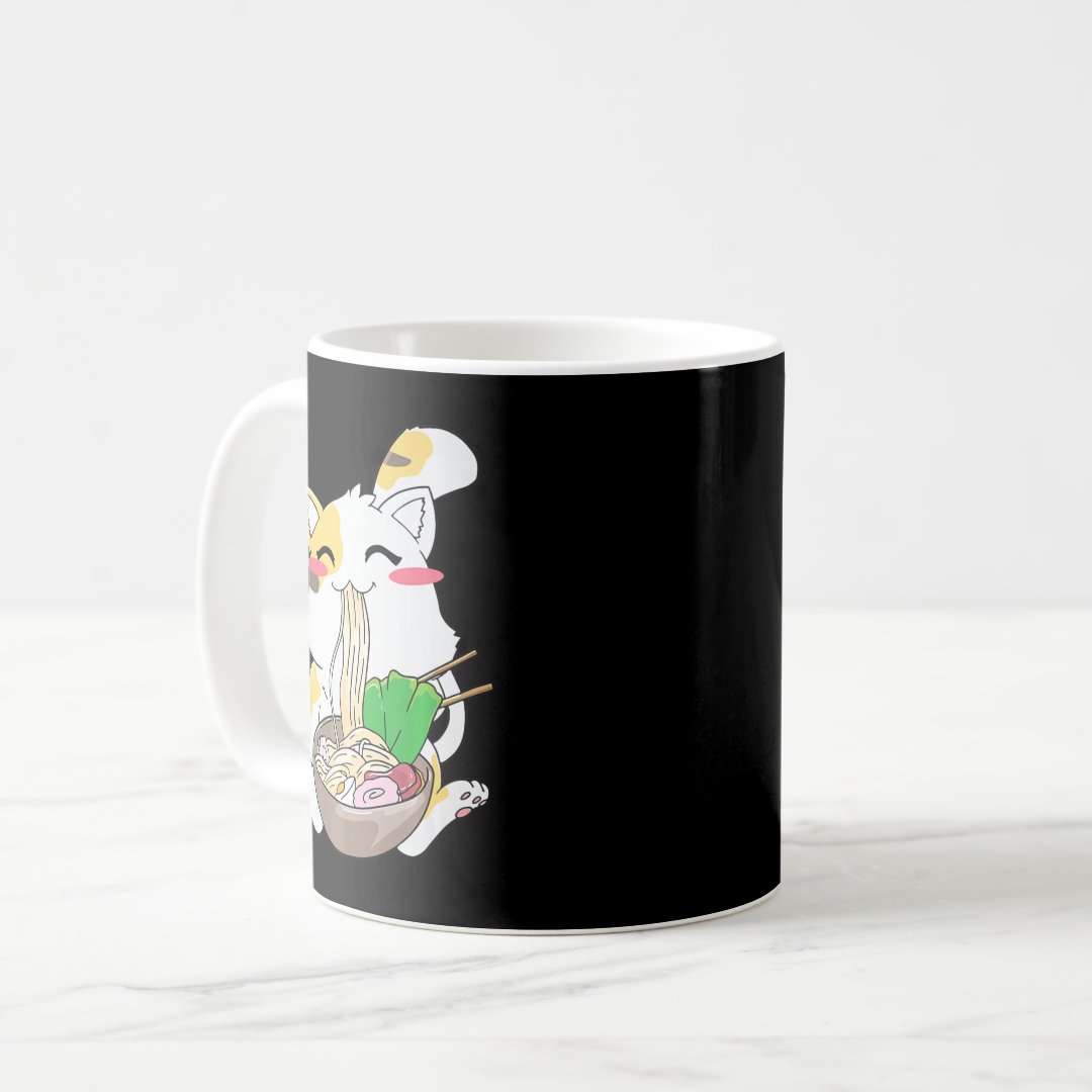 Kawaii Cat Ramen Anime Japanese Food Gift Boy Girl Coffee Mug Anime Kupa Bardak Modern Anime Baskılı Kupa