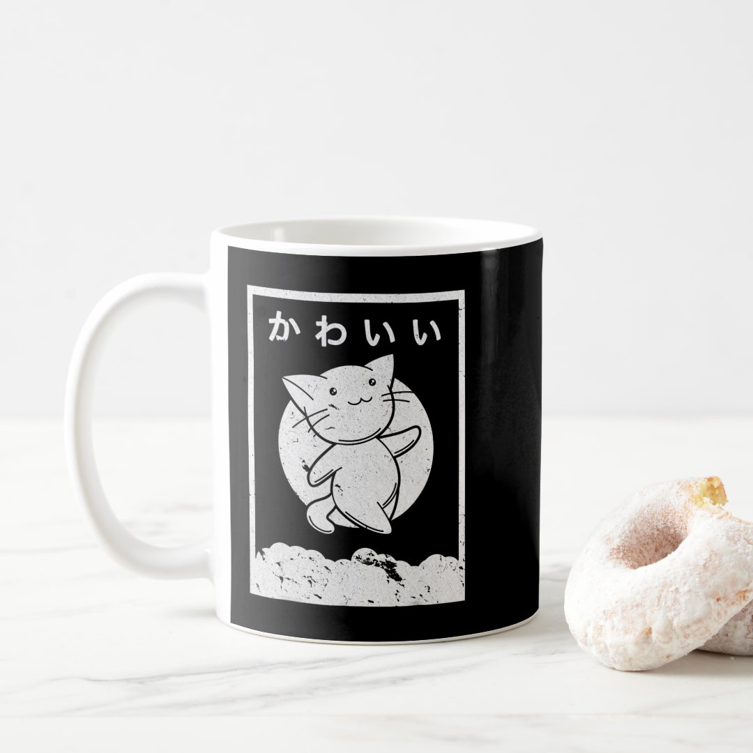 Kawaii Cat  Retro Style Anime  Coffee Mug Anime Kupa Bardak Modern Anime Baskılı Kupa