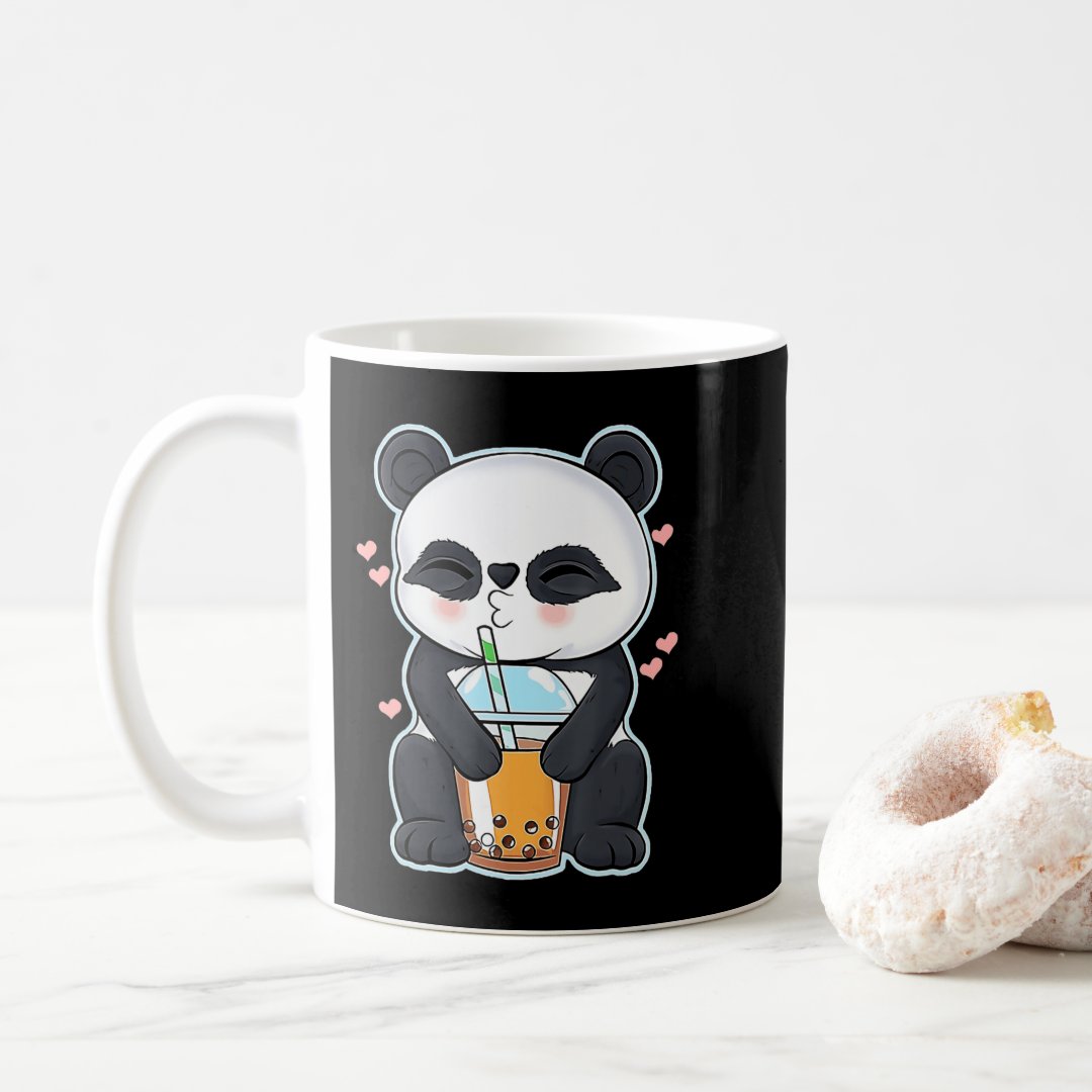 Kawaii Cute Anime Panda Boba Bubble Tea Otaku Men  Coffee Mug Anime Kupa Bardak Modern Anime Baskılı Kupa