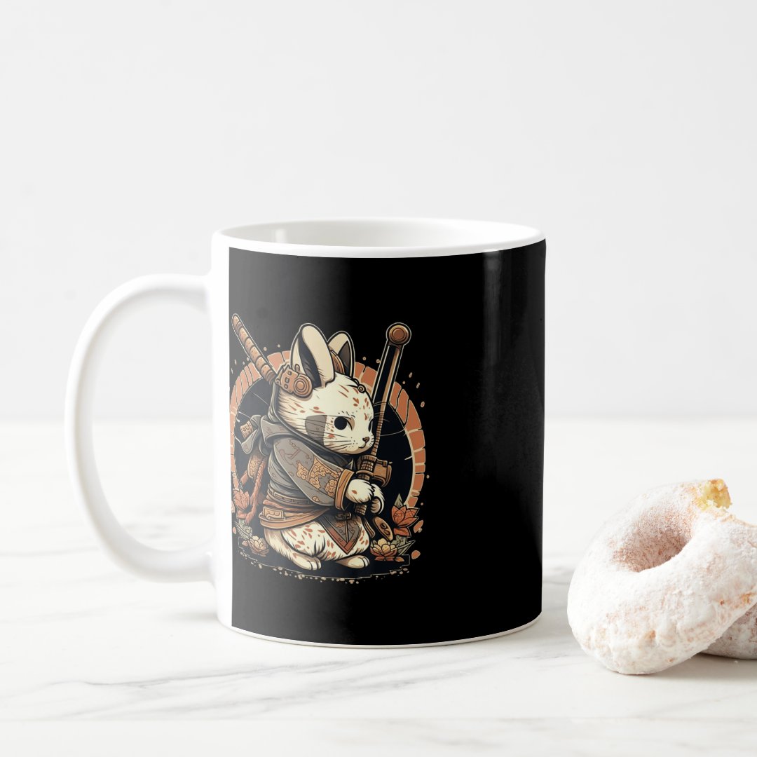 Kawaii Japanese Style Samurai Bunny Anime  Coffee Mug Anime Kupa Bardak Modern Anime Baskılı Kupa