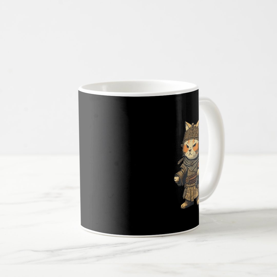 Kawaii Japanese Style Samurai Cat Anime  Coffee Mug Anime Kupa Bardak Modern Anime Baskılı Kupa