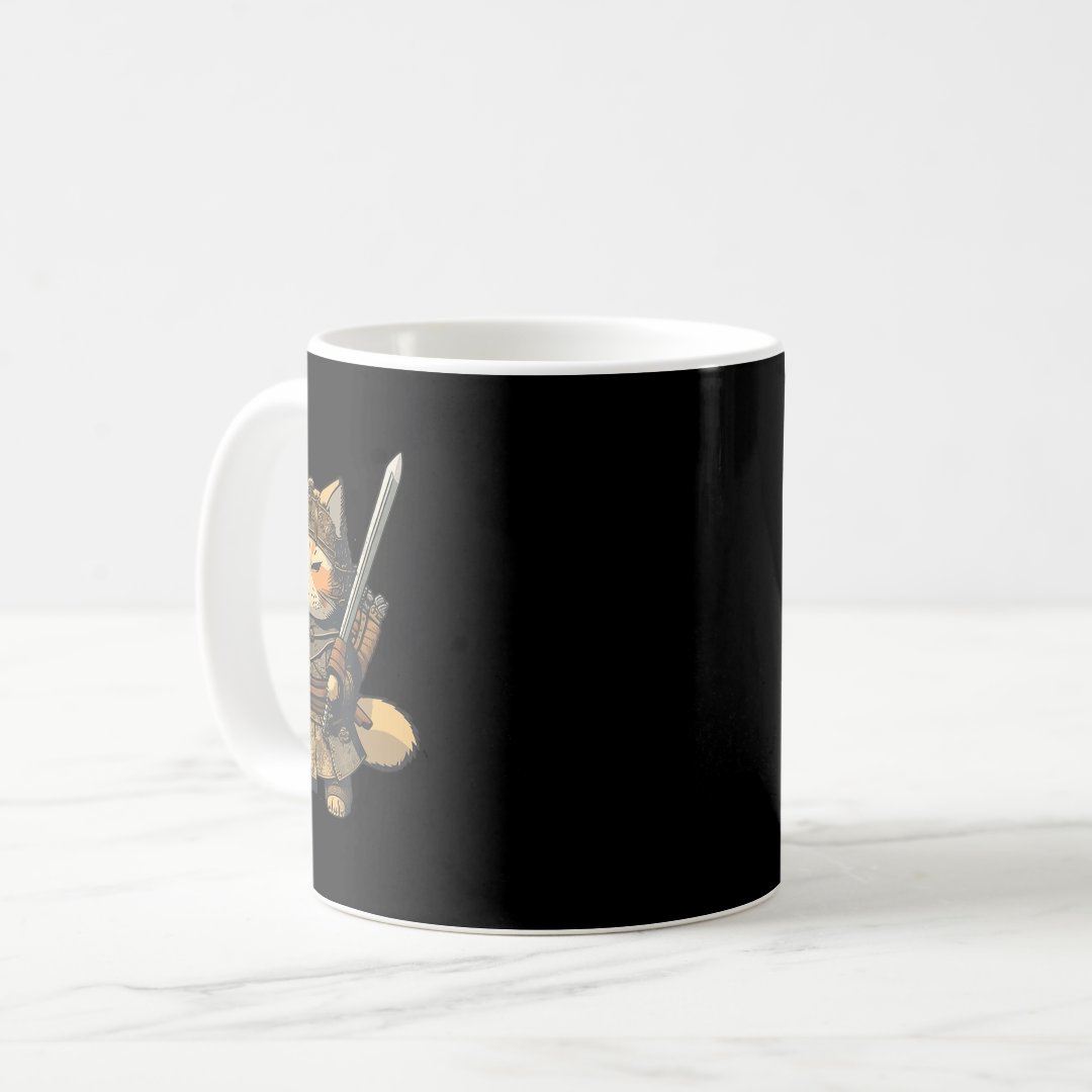 Kawaii Japanese Style Samurai Cat Anime  Coffee Mug Anime Kupa Bardak Modern Anime Baskılı Kupa