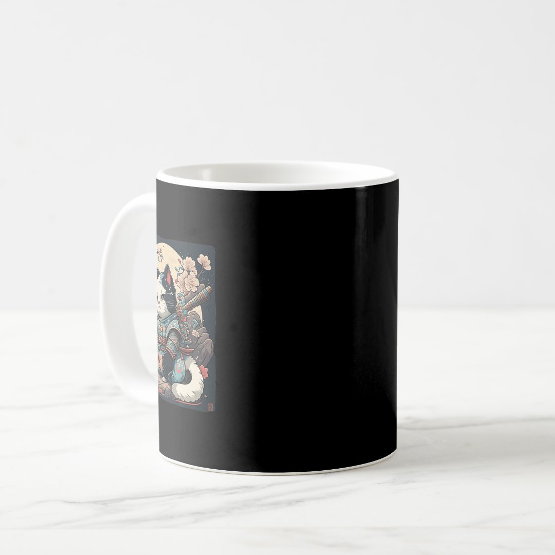 Kawaii Japanese Style Samurai Cat Kitten Anime  Coffee Mug Anime Kupa Bardak Modern Anime Baskılı Kupa