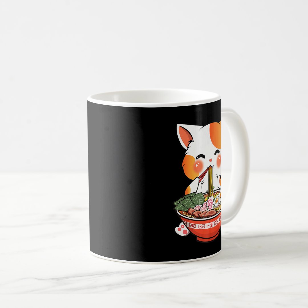 Kawaii Ramen Cat Anime Japanese Food Girls Officia Coffee Mug Anime Kupa Bardak Modern Anime Baskılı Kupa