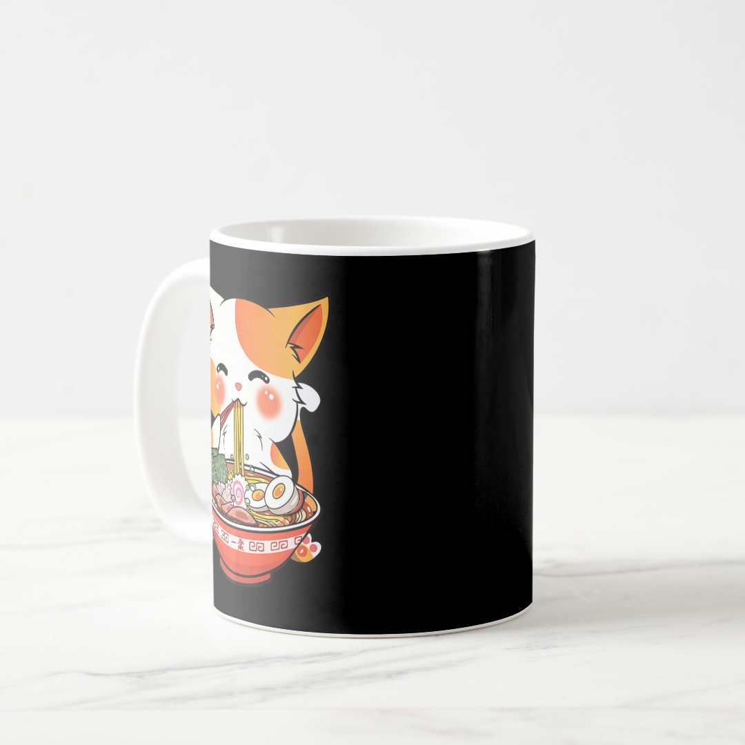 Kawaii Ramen Cat Anime Japanese Food Girls Officia Coffee Mug Anime Kupa Bardak Modern Anime Baskılı Kupa