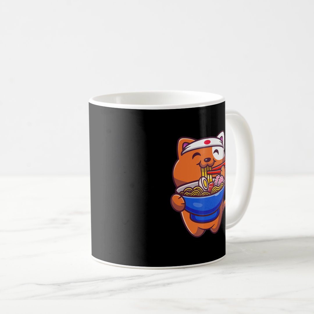 Kawaii Ramen Cat Anime Japanese Food Girls Teenage Coffee Mug Anime Kupa Bardak Modern Anime Baskılı Kupa