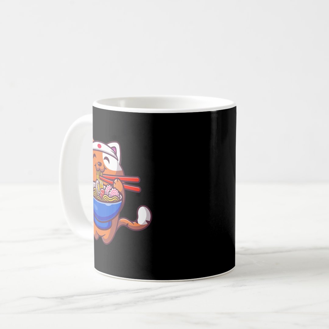 Kawaii Ramen Cat Anime Japanese Food Girls Teenage Coffee Mug Anime Kupa Bardak Modern Anime Baskılı Kupa