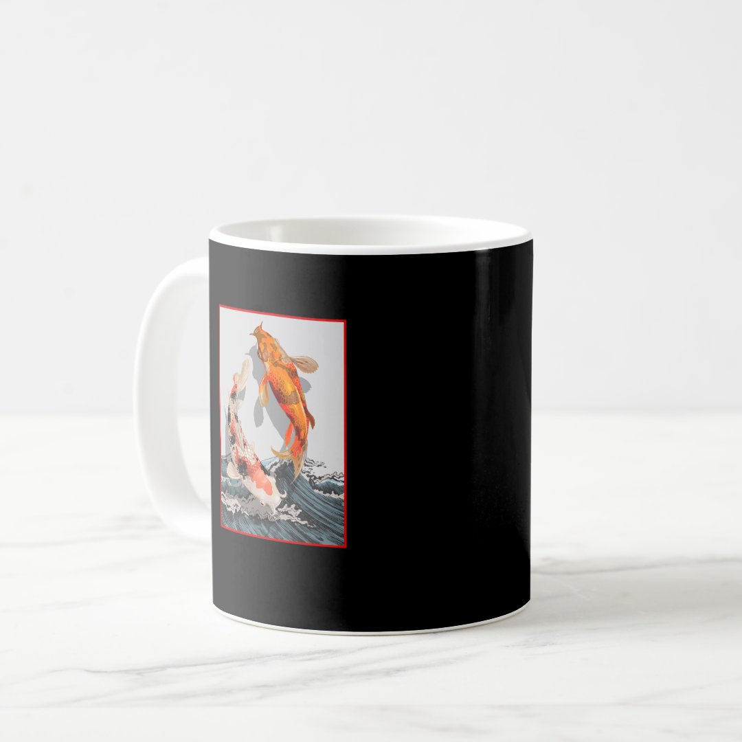 Koi Japanese Wave Water Carp Fish Coffee Mug Anime Kupa Bardak Modern Anime Baskılı Kupa