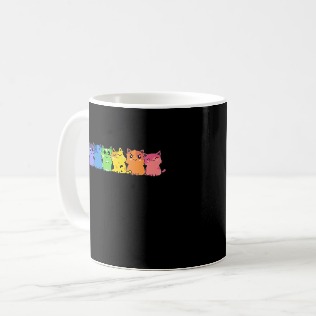 LGBT Cat Rainbow Gay Lesbian Colourful Kitty Coffee Mug Anime Kupa Bardak Modern Anime Baskılı Kupa