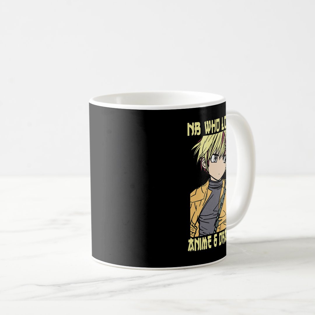 NonBinary NB Who Loves Anime Drawing Coffee Mug Anime Kupa Bardak Modern Anime Baskılı Kupa