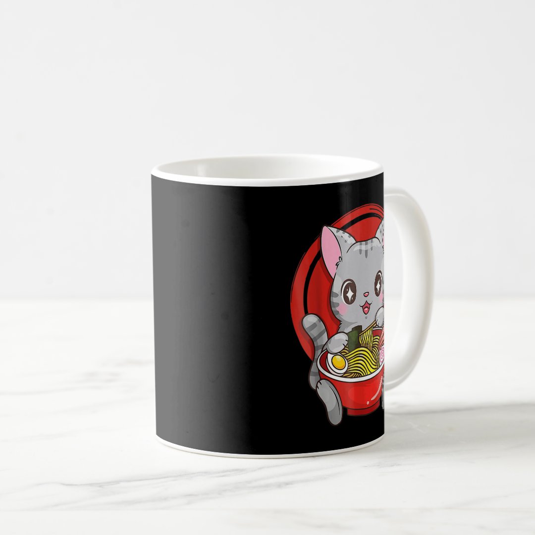 Official Teenager Ramen Cat Anime Kawaii Neko Japa Coffee Mug Anime Kupa Bardak Modern Anime Baskılı Kupa